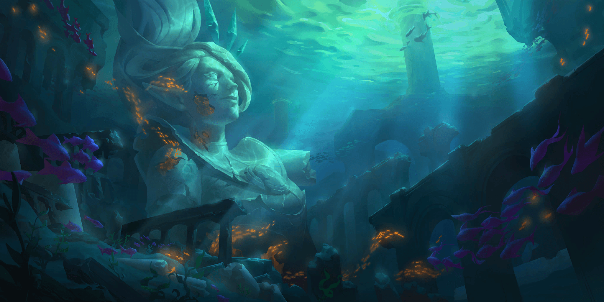 Sunken Temple, Legends of Runeterra illustration by Envar Studio